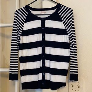 Merona medium navy and white cardigan